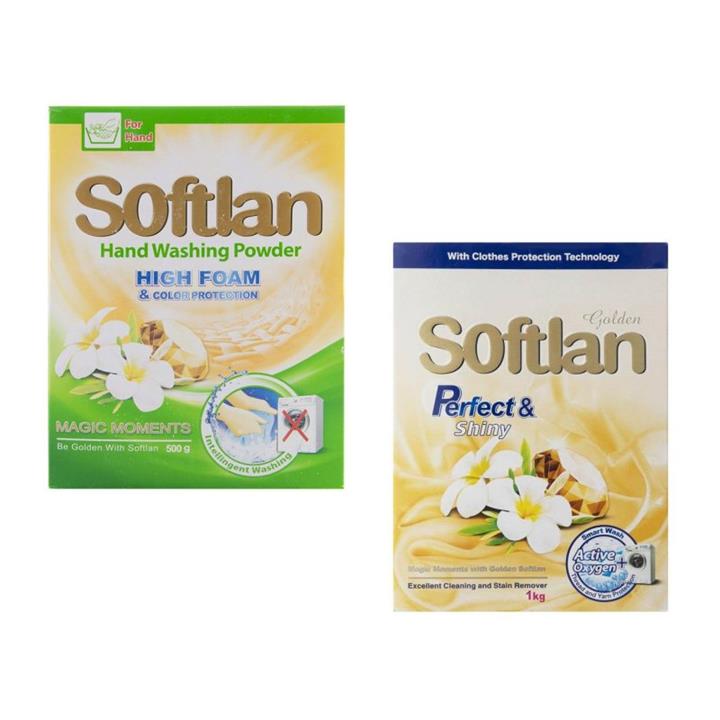 پودر رختشویی دستی و ماشینی سافتلن کد 02 وزن 500 گرم مجموعه 2 عددی